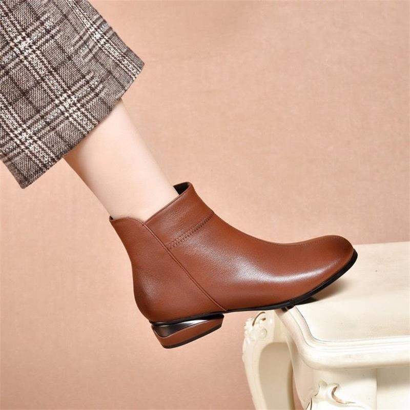 botas de cuero suave con punta redonda - MxZap