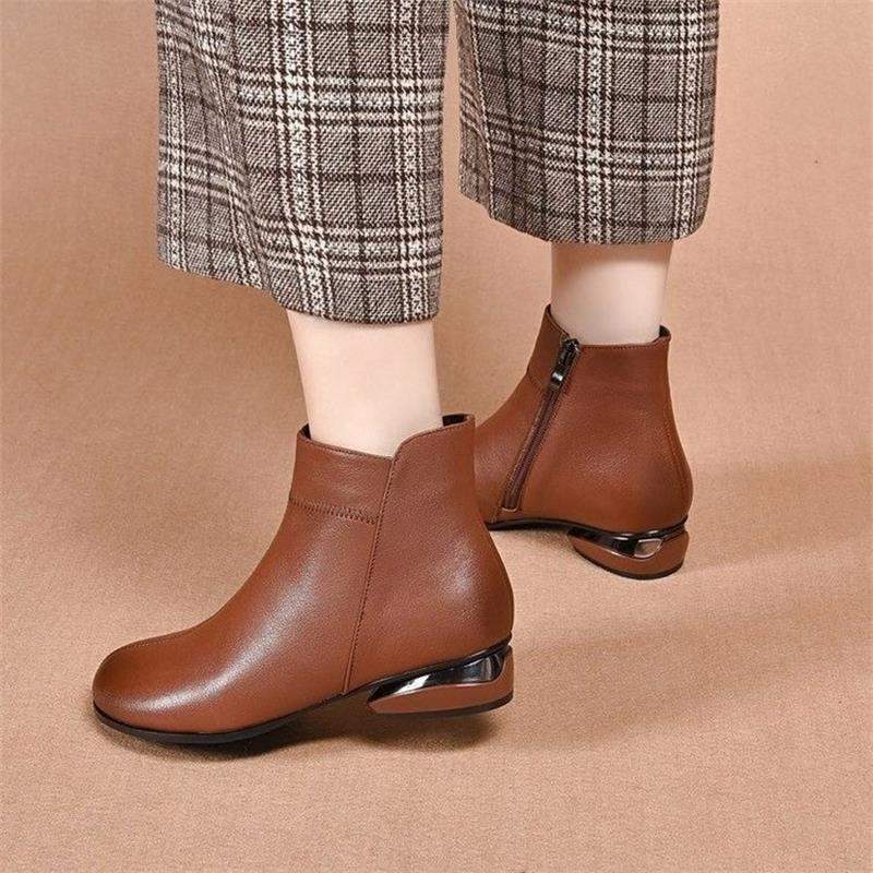 botas de cuero suave con punta redonda - MxZap