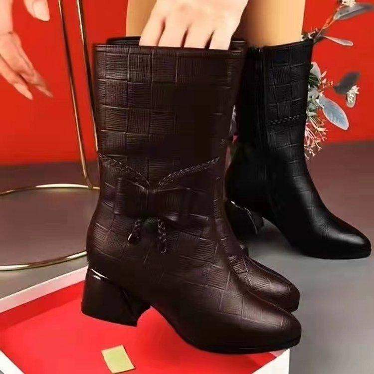 Botas martin con tacón alto y lazo - MxZap