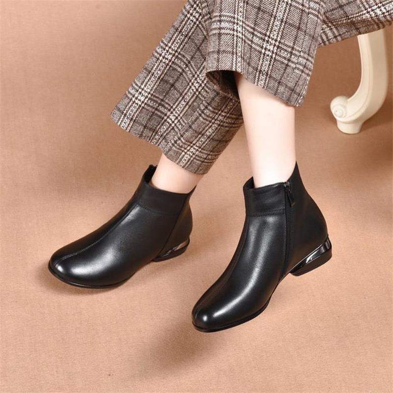botas de cuero suave con punta redonda - MxZap
