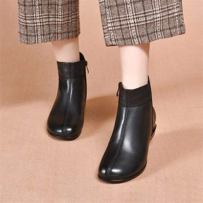 botas de cuero suave con punta redonda - MxZap