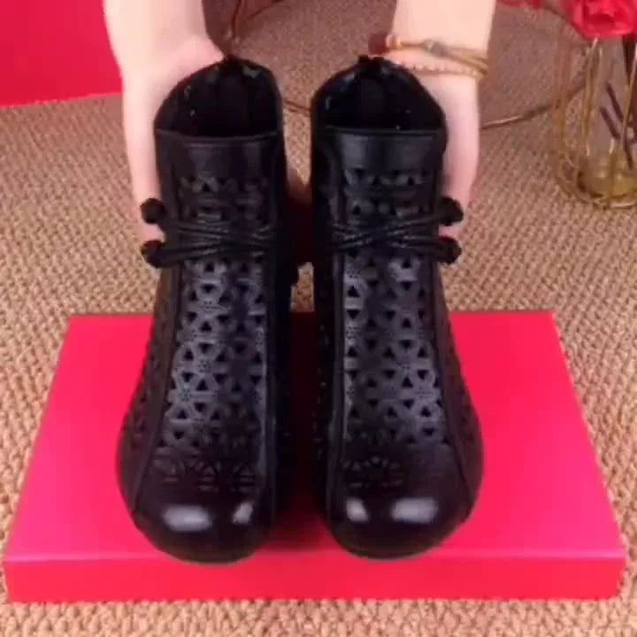 Sandalias de piel estilo étnico para mujer