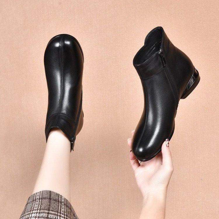 botas de cuero suave con punta redonda - MxZap