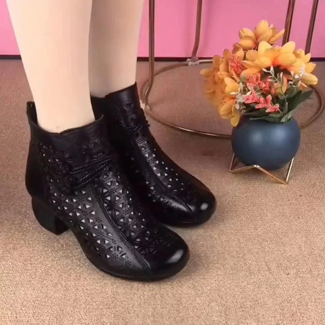 Sandalias de piel estilo étnico para mujer