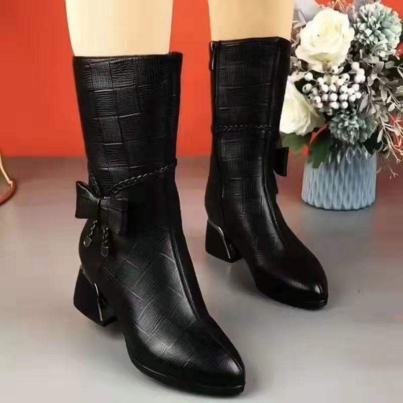 Botas martin con tacón alto y lazo - MxZap