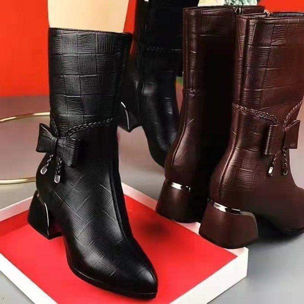 Botas martin con tacón alto y lazo - MxZap