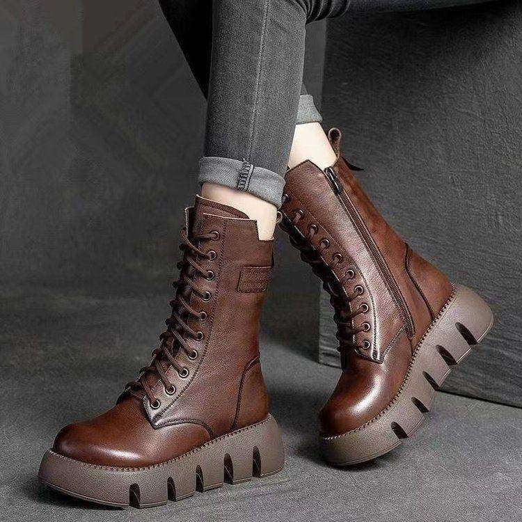 ModaMuseTM 2.0-botas de cuero retro para mujer - MxZap
