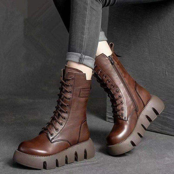 ModaMuseTM 2.0-botas de cuero retro para mujer - MxZap