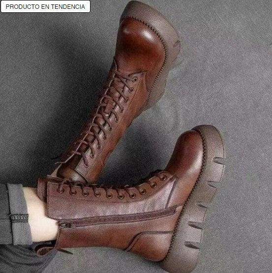 ModaMuseTM 2.0-botas de cuero retro para mujer - MxZap