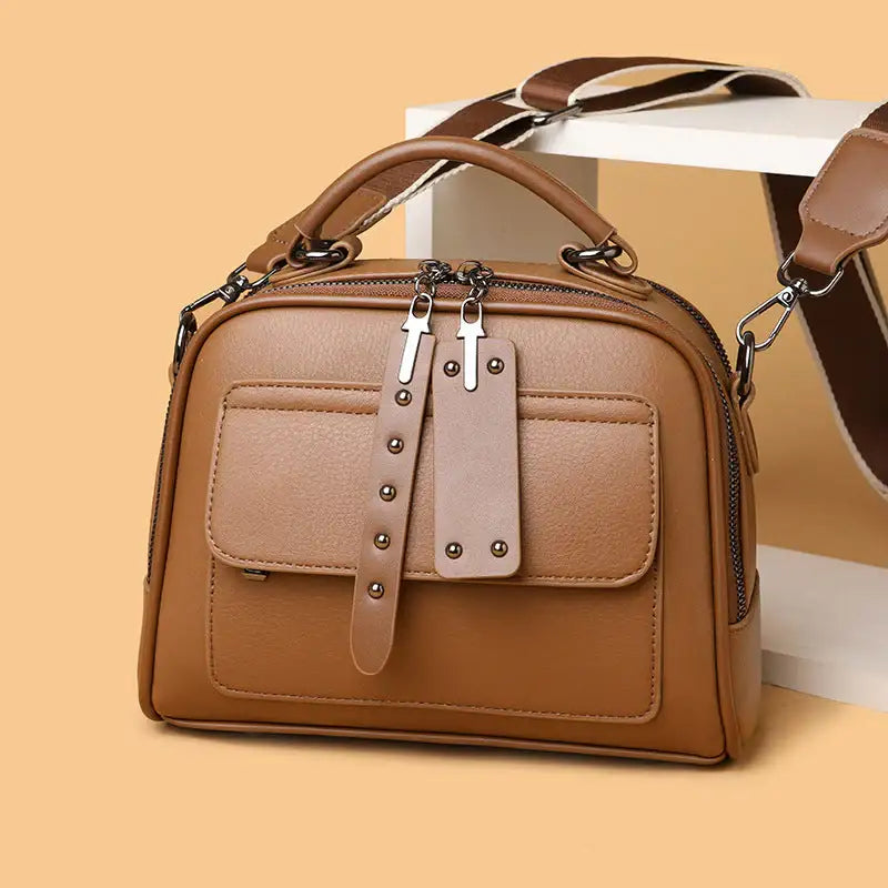 Bolso bandolera retro de piel suave