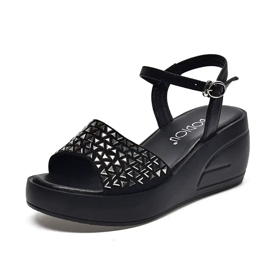 Sandalias cuña strass