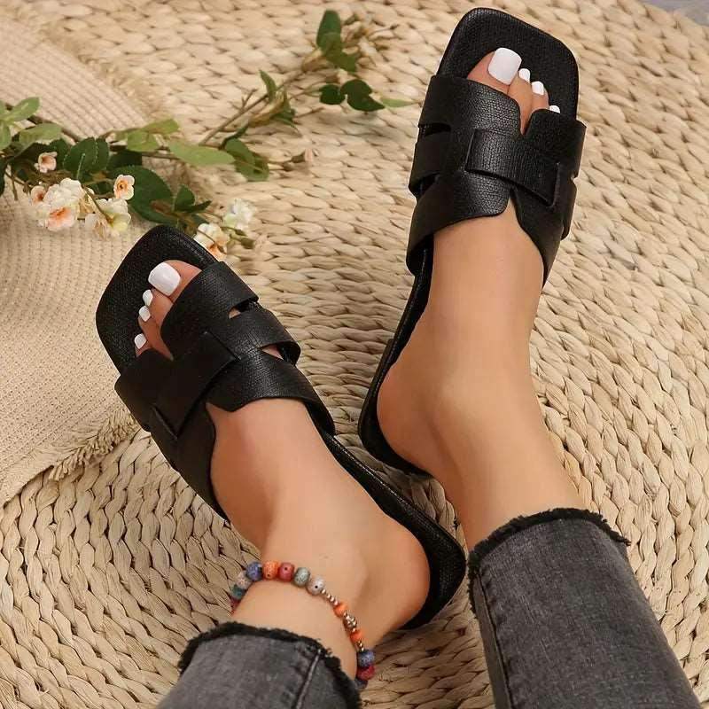 Chanclas planas de banda única para mujer