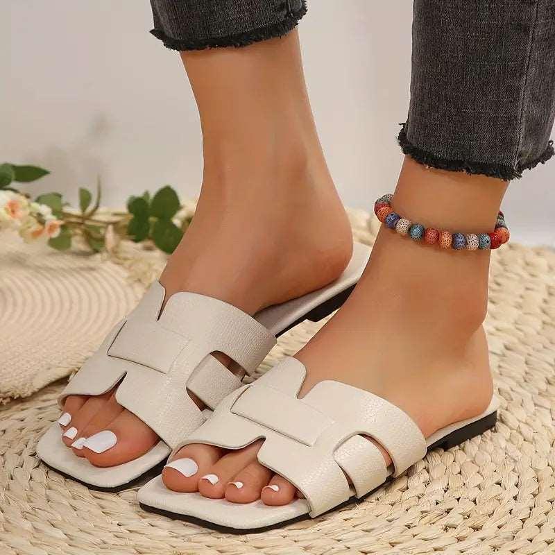 Chanclas planas de banda única para mujer