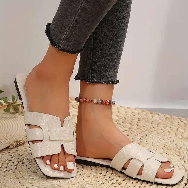 Chanclas planas de banda única para mujer