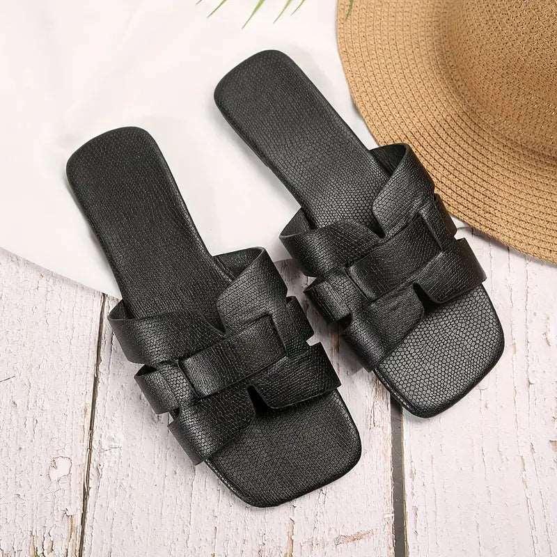 Chanclas planas de banda única para mujer
