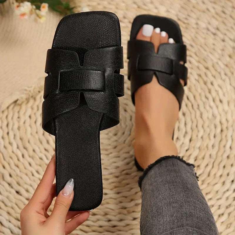 Chanclas planas de banda única para mujer
