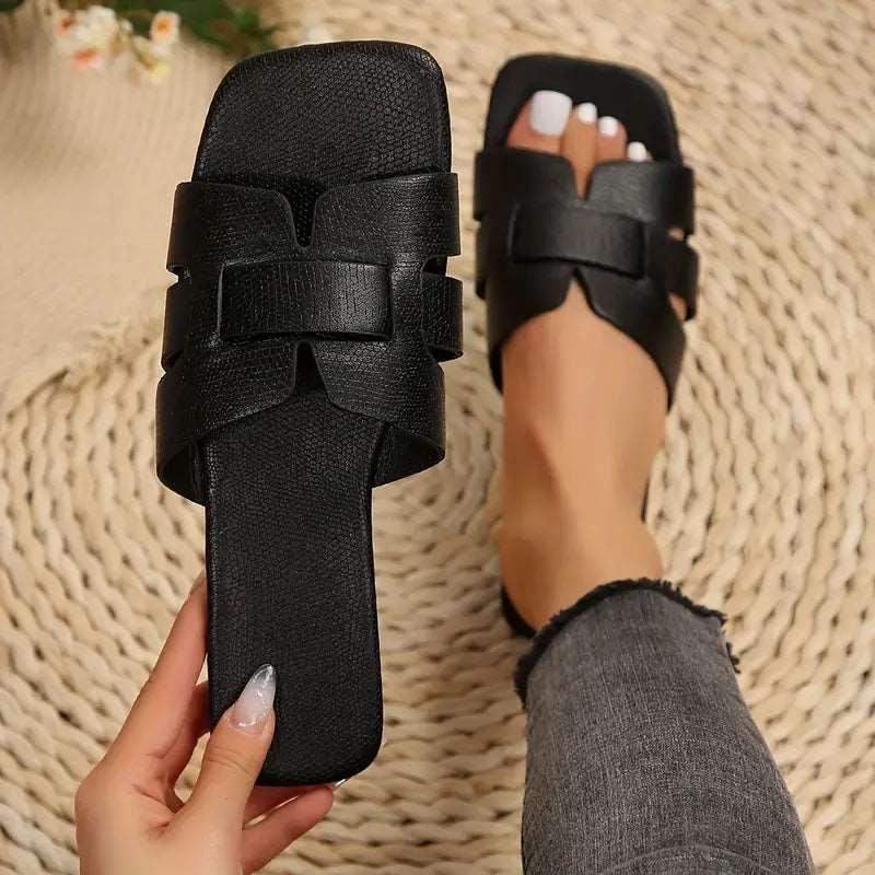 Chanclas planas de banda única para mujer