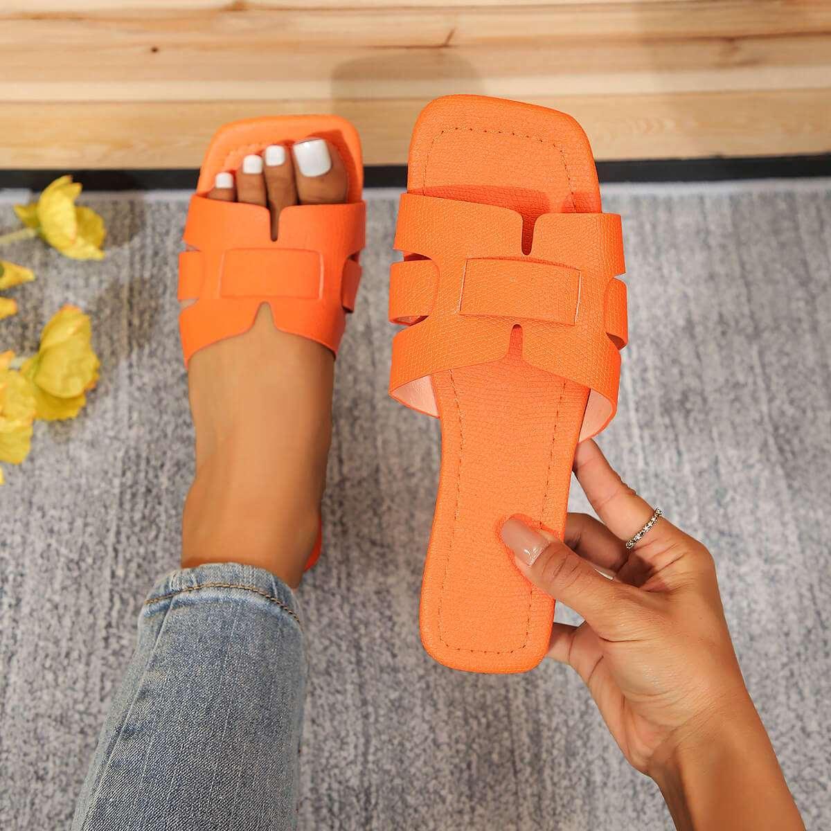 Chanclas planas de banda única para mujer