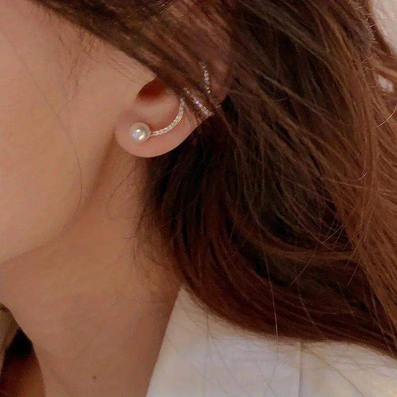 Pendientes de perlas de imitación de aguja de plata 925 - MxZap
