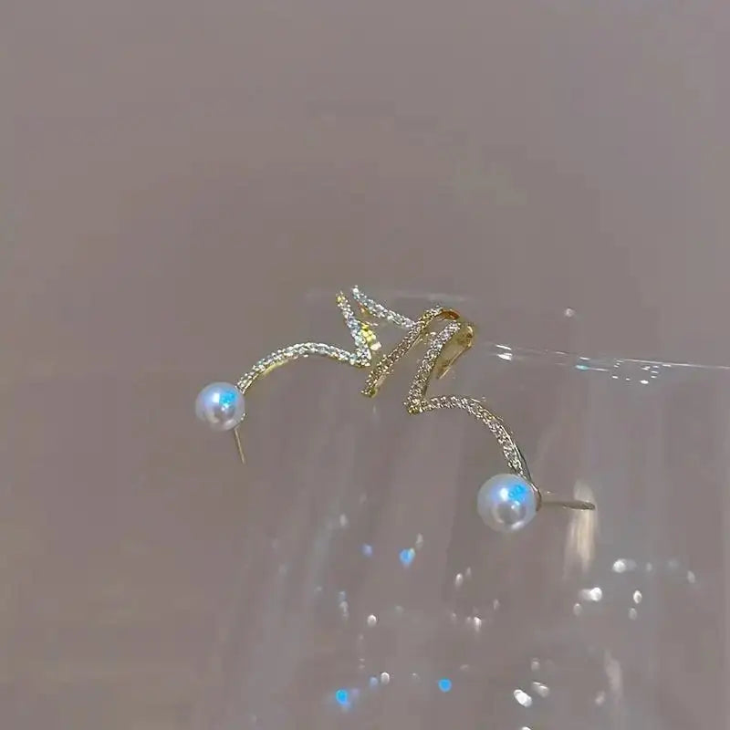 Pendientes de perlas de imitación de aguja de plata 925 - MxZap