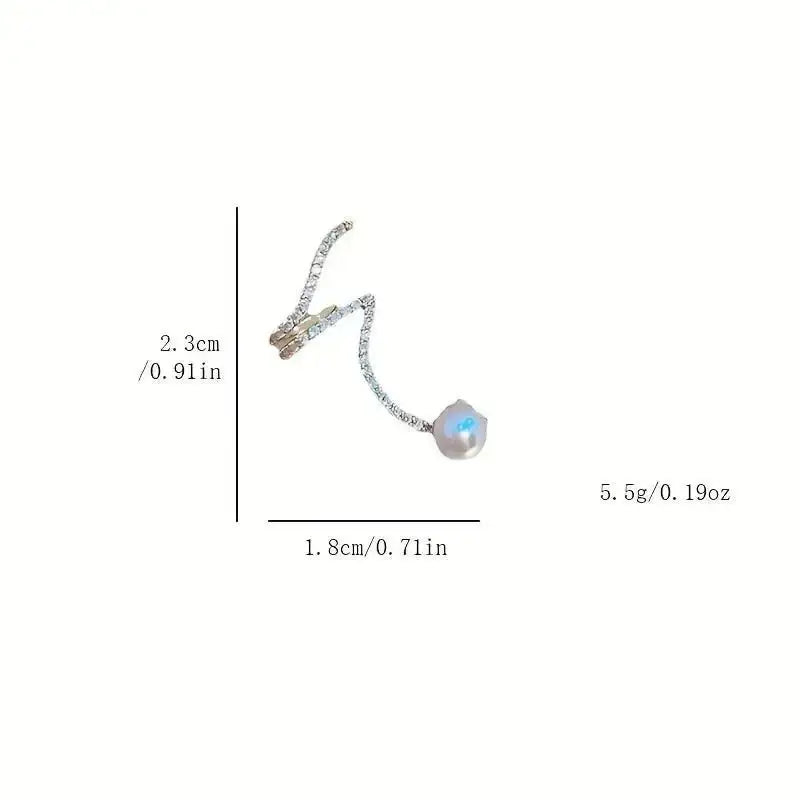 Pendientes de perlas de imitación de aguja de plata 925 - MxZap