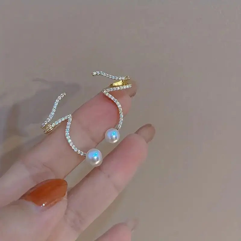 Pendientes de perlas de imitación de aguja de plata 925 - MxZap