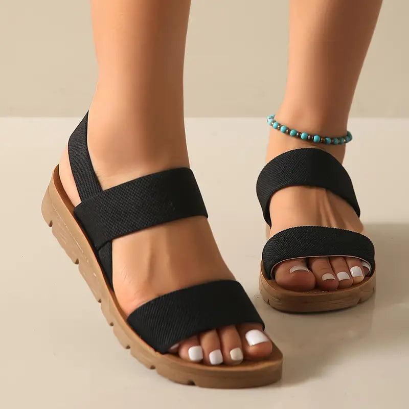 Sandalias elásticas con punta abierta y sin cordones para mujer - MxZap