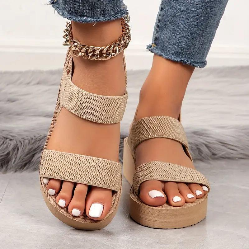 Sandalias elásticas con punta abierta y sin cordones para mujer - MxZap