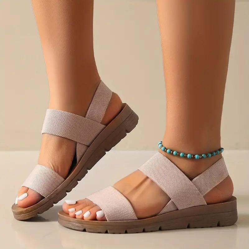 Sandalias elásticas con punta abierta y sin cordones para mujer - MxZap