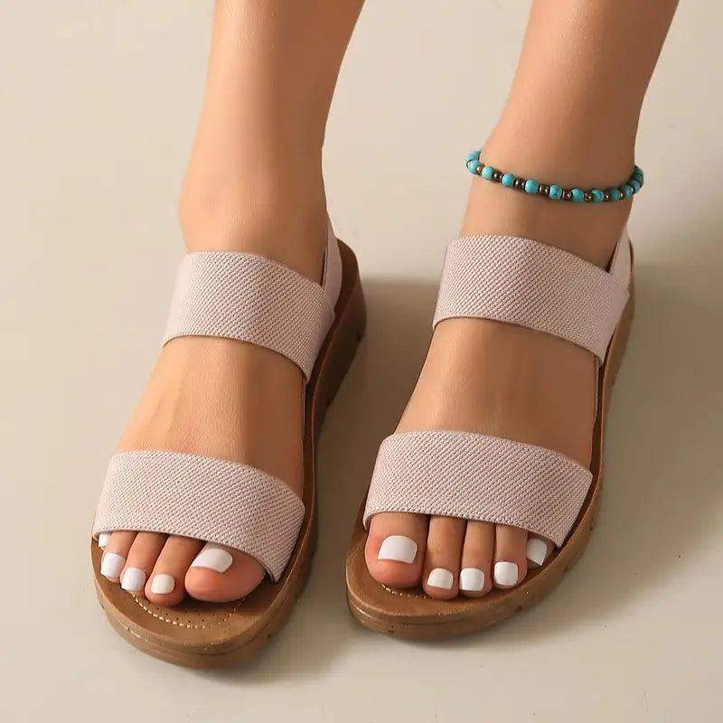 Sandalias elásticas con punta abierta y sin cordones para mujer - MxZap