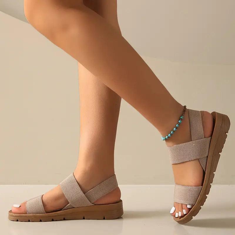 Sandalias elásticas con punta abierta y sin cordones para mujer - MxZap