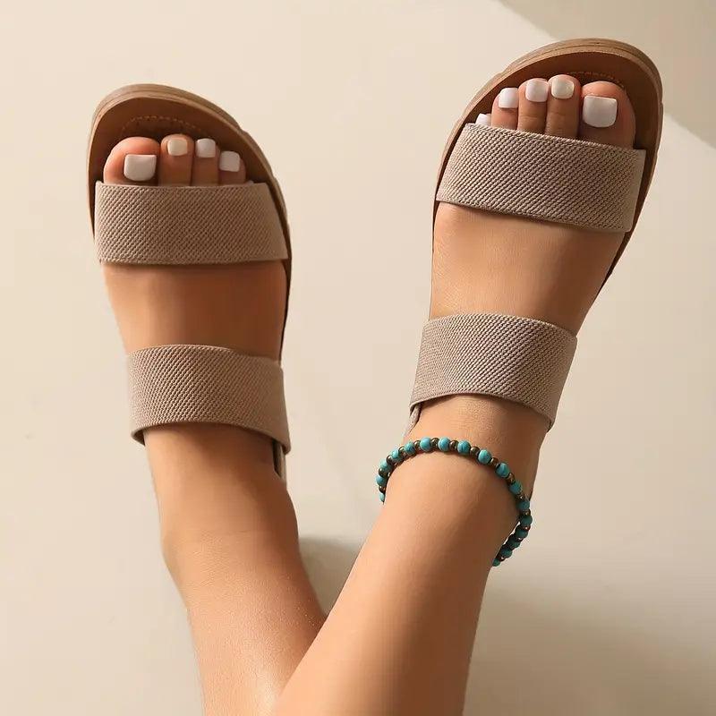 Sandalias elásticas con punta abierta y sin cordones para mujer - MxZap