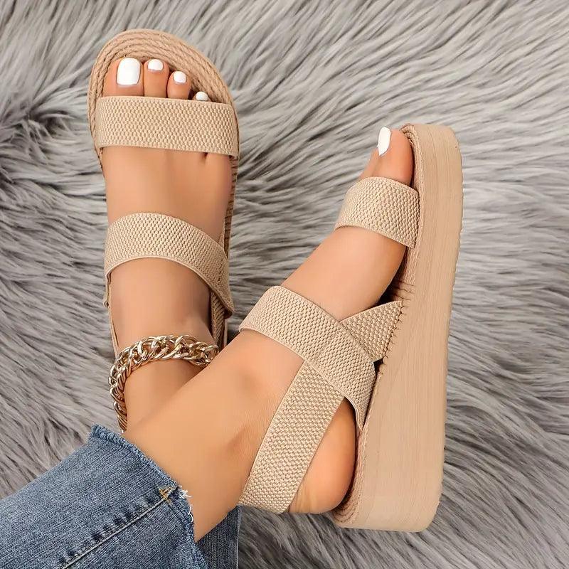 Sandalias elásticas con punta abierta y sin cordones para mujer - MxZap