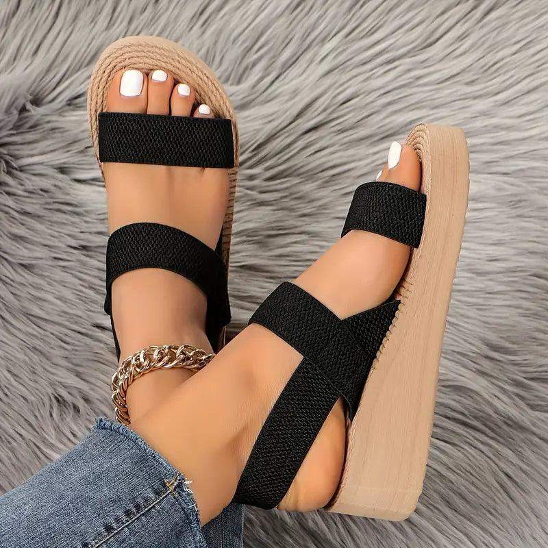 Sandalias elásticas con punta abierta y sin cordones para mujer - MxZap