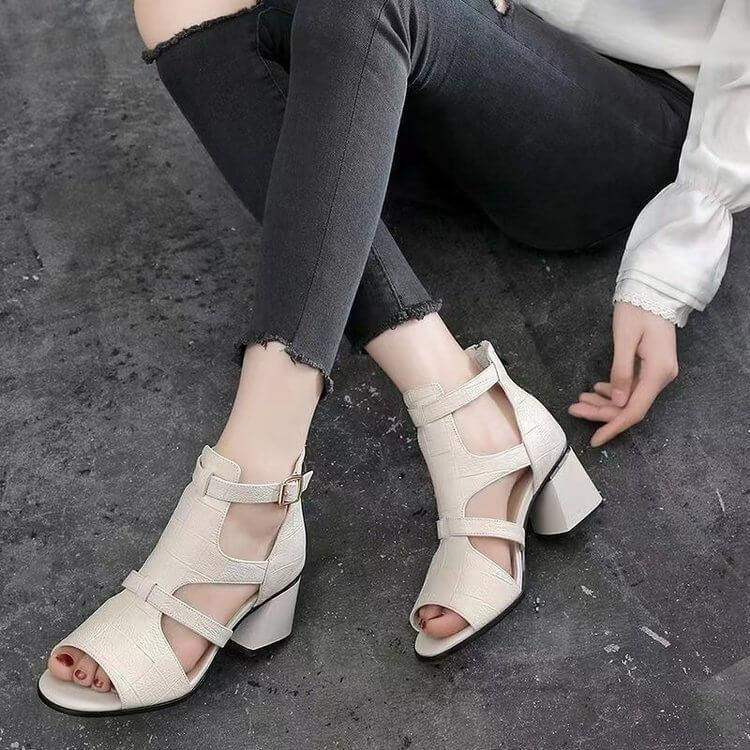 Sandalias romanas tacón alto boca pez - MxZap