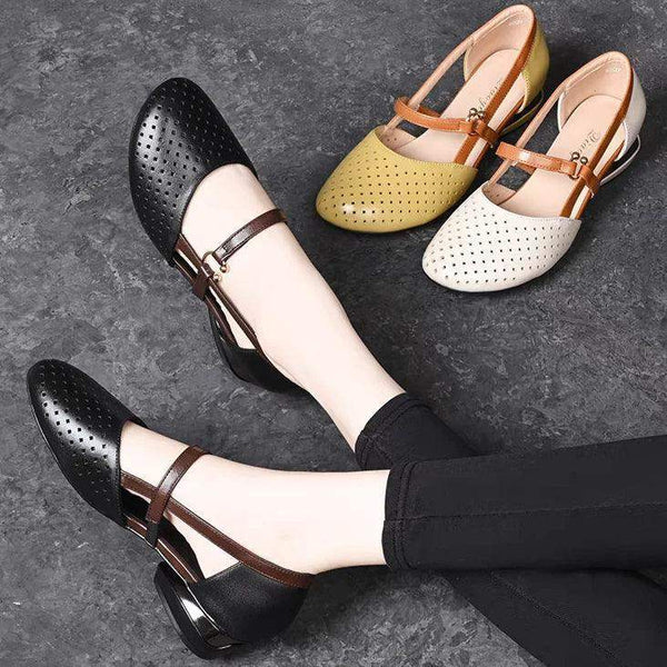 tacones bajos cuero genuino - MxZap