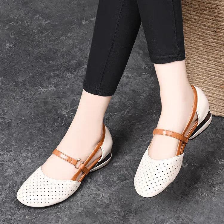 tacones bajos cuero genuino - MxZap