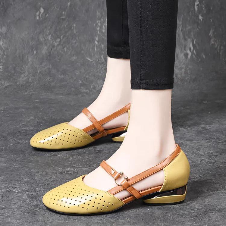 tacones bajos cuero genuino - MxZap