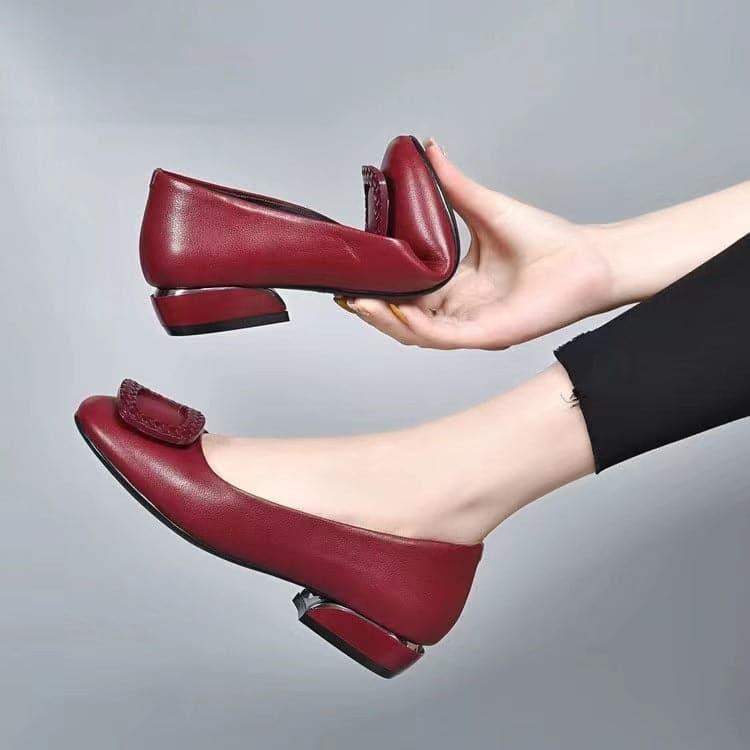 zapatos de cuero de tacón bajo - MxZap