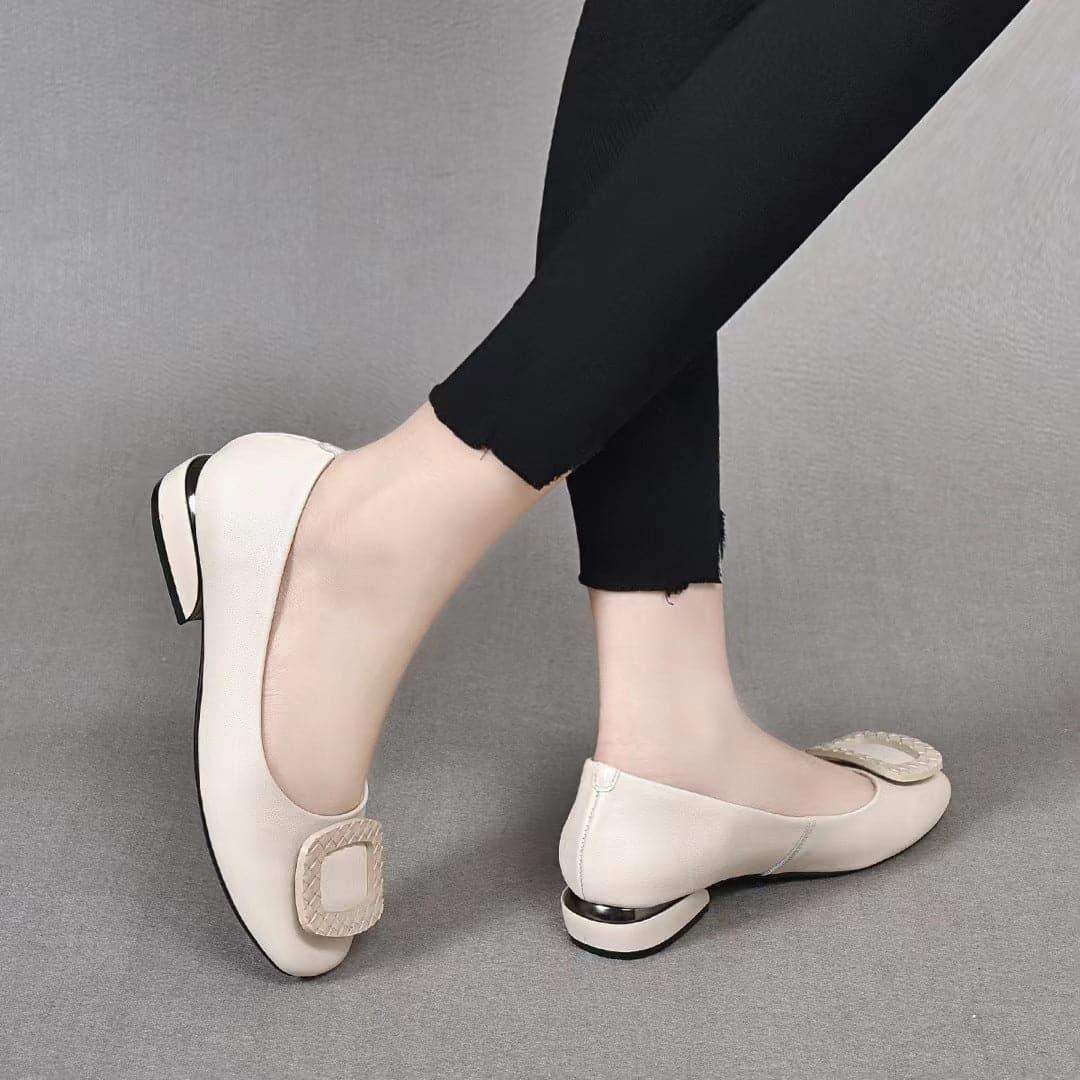 zapatos de cuero de tacón bajo - MxZap