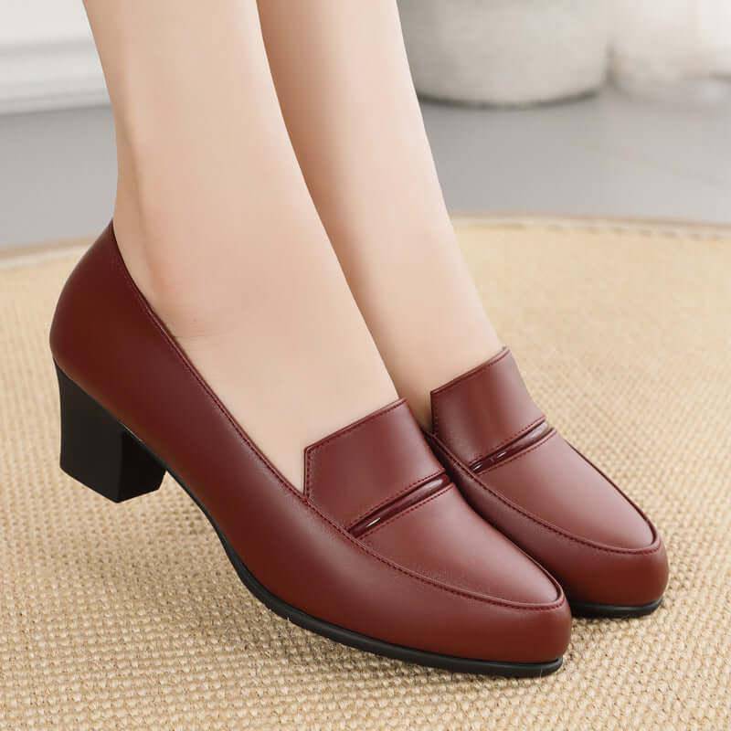 Zapatos de trabajo negros de tacón grueso - MxZap