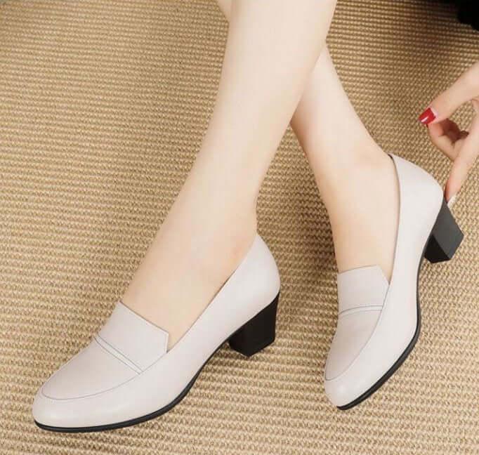 Zapatos de trabajo negros de tacón grueso - MxZap