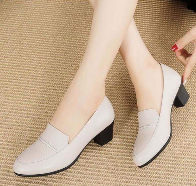 Zapatos de trabajo negros de tacón grueso - MxZap