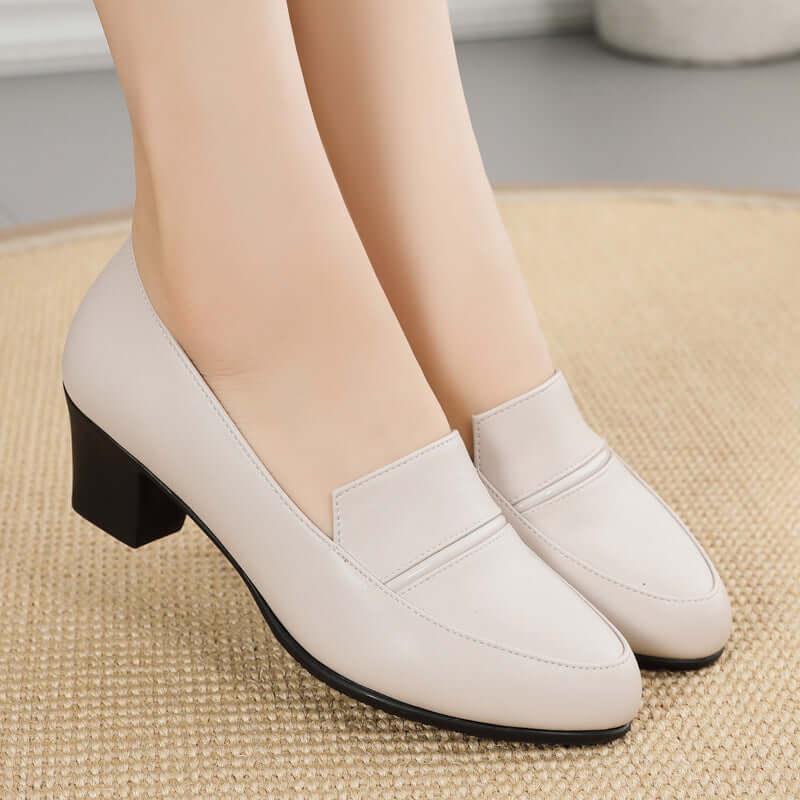 Zapatos de trabajo negros de tacón grueso - MxZap