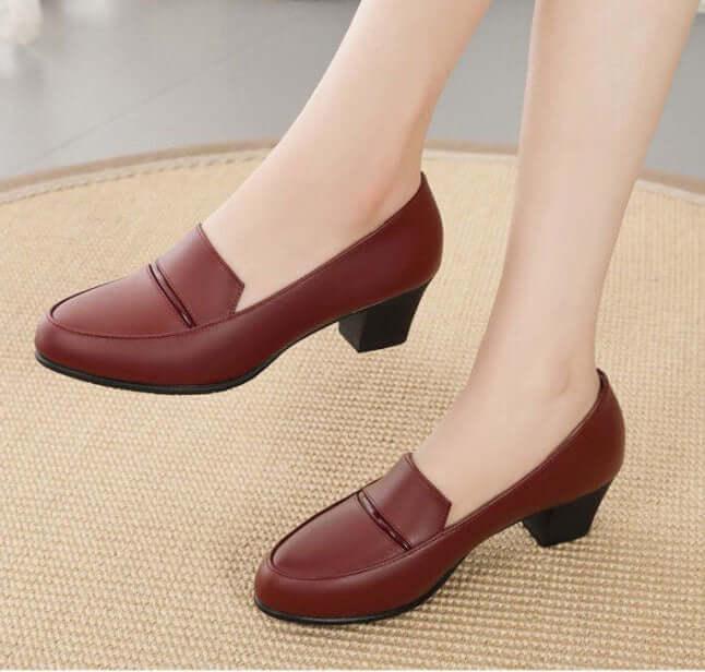 Zapatos de trabajo negros de tacón grueso - MxZap