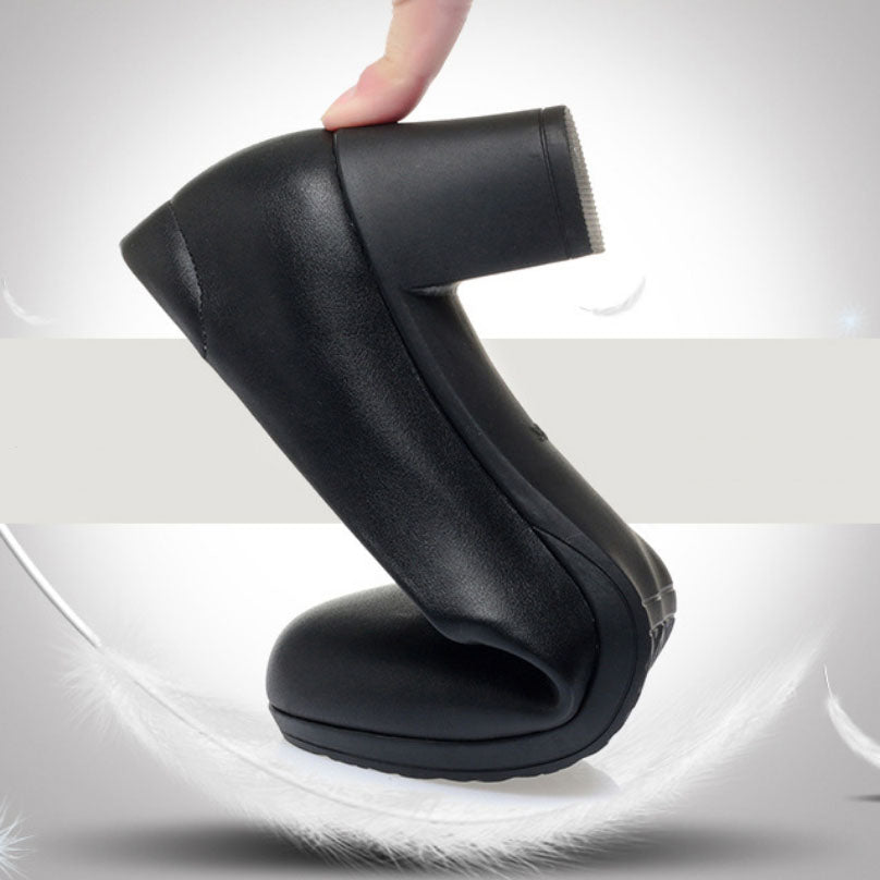Zapatos de piel con tacón grueso para las cuatro estaciones