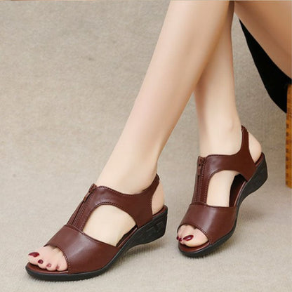 Zapatos tacón cuña boca de pez