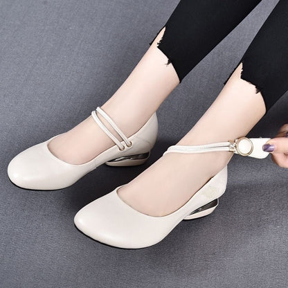 Zapatos de piel sencillos de tacón