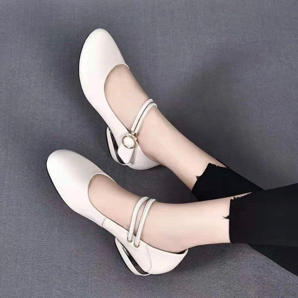 Zapatos de piel sencillos de tacón