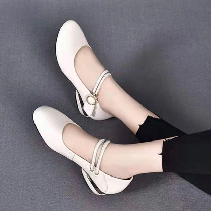 Zapatos de piel sencillos de tacón